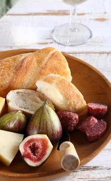 Different cheese board  and bread Stock Photos