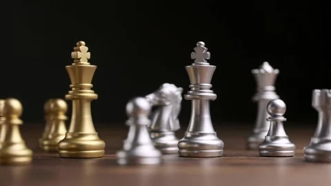 Different chess pieces on the board close up Stock Footage 154644229