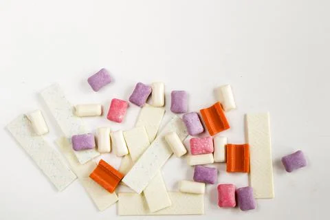 Different chewing gums on the white background Foto stock