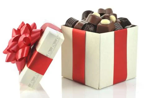 Different chocolate in box Stock Photos