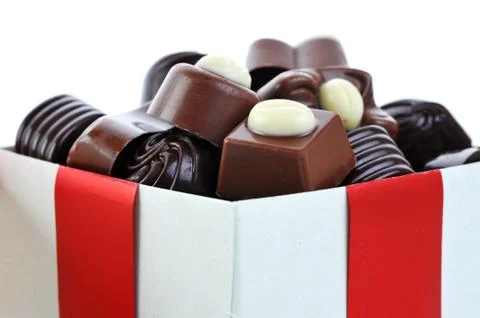 Different chocolate in box Stock Photos