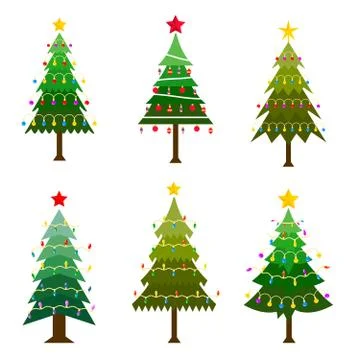 Different Christmas tree set. Stock Illustration