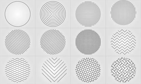 Different Circle Lines Designs Icons Illustrazione stock