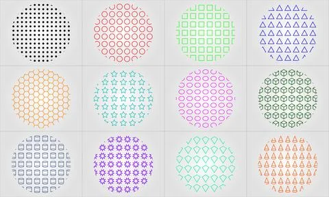 Different Circle Shapes Designs Icons Stock Illustration