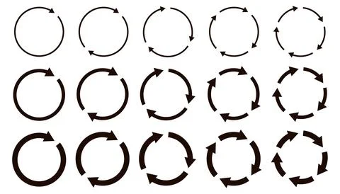 Different circular and different thickness circular arrows sign symbols vector. イラスト素材