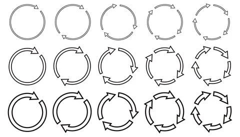Different circular and different thickness circular arrows sign symbols vector Stock Illustration