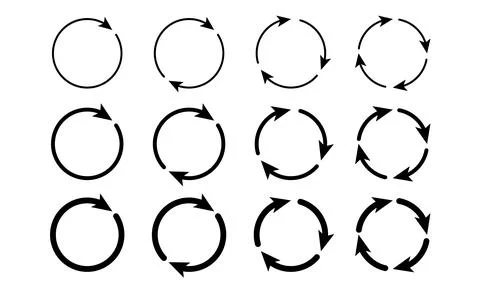 Different circular arrows collection on white background Stock Illustration