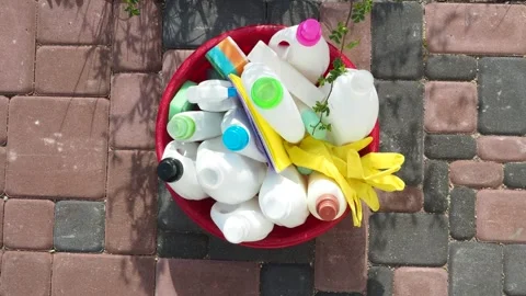 Different cleaning products Stock Footage 130741920