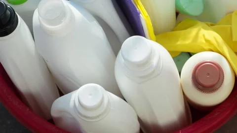 Different cleaning products Video stock 130742011