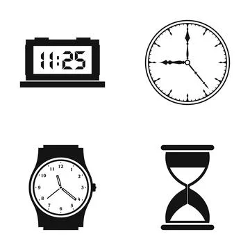Different clocks and hourglass for time measuring icons イラスト素材