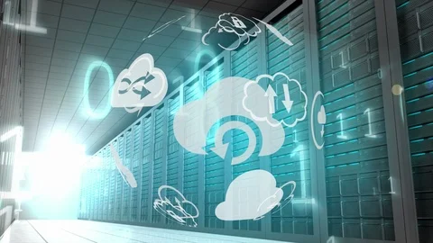 Different cloud icons and binary codes Stock Footage 108882854