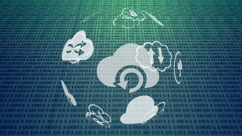 Different clouds icons and binary codes Stock Footage 108871202