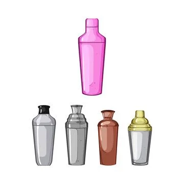 Different cocktail shakers preparing refreshing mixed drinks Stock Illustration