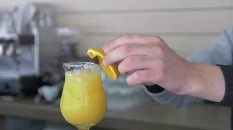 Different cocktails or longdrinks garnished with fruits Stock Footage 67599381
