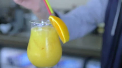 Different cocktails or longdrinks garnished with fruits Stock Footage 67599384