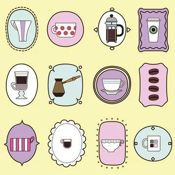 Different coffee cups seamless pattern Stock Illustration