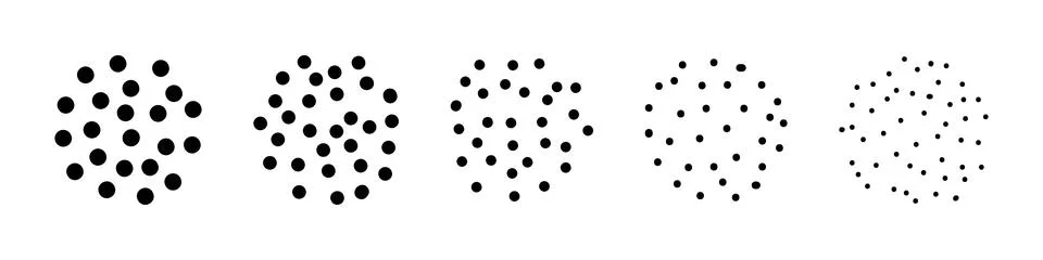 Different coffee grind sizes from coarse to fine, particulate matters dust .. Stock Illustration
