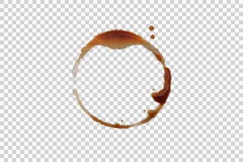 Different coffee stains isolated transparency background. Stock Photos