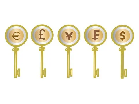 Different coins key Stock Illustration