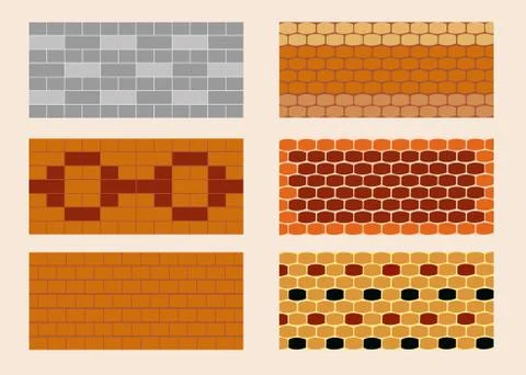 Different color and pattern of the brick laying Stock Illustration