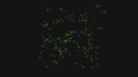 Different color arrows moving abstract animation with black background Video stock 209154100