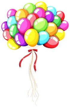 Different color balloons with string Stock Illustration