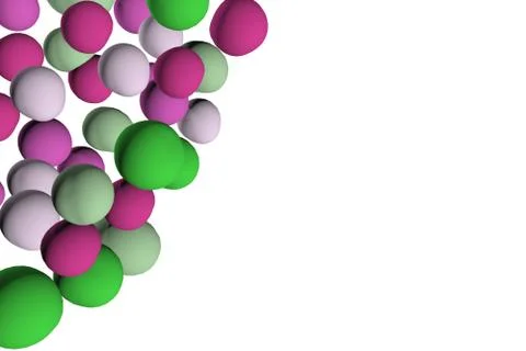 Different color balls irregularly shaped on white background with copy space, Stock Illustration