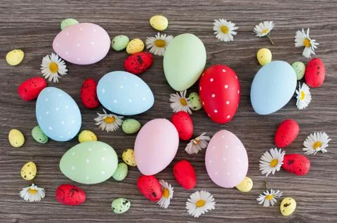 Different color Easter eggs Stock Photos