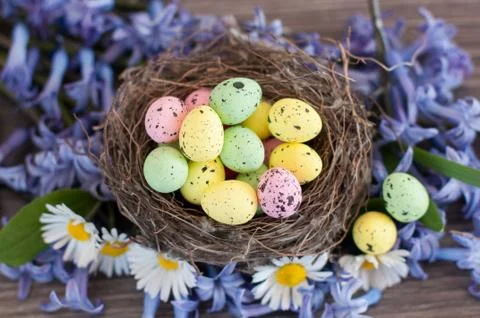 Different color Easter eggs Stock Photos