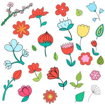 Different color flowers vector illustration Stock Illustration