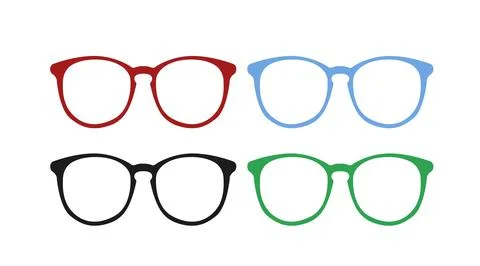 Different Color Glasses Frames. Illustrazione stock