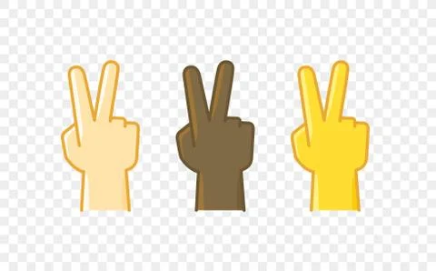 Different color hand gesture comic style vector icon. Victory sign Stock Illustration