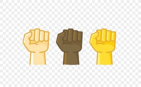 Different color hand gesture comic style vector icon. Fist Stock Illustration