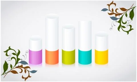 Different color of info graphic level on leaves art background Illustrazione stock