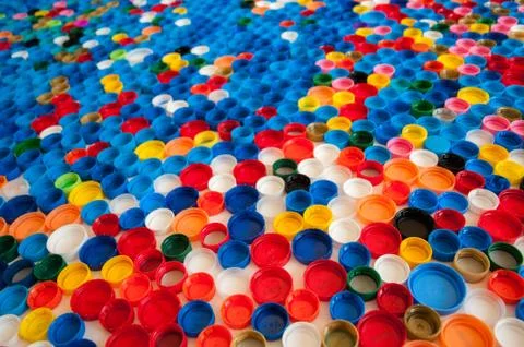 Different color plastic caps Stock Photos