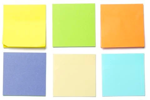 Different color tick notes isolated on white background Stock Photos