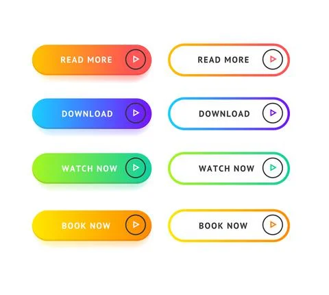 Different Color Ui Interface App Button Set. Vector Stock Illustration