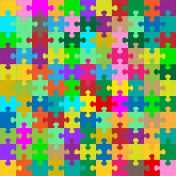 Different Colored 121 Puzzle Pieces - JigSaw Illustrazione stock