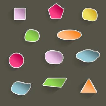 Different colored and shaped text bubbles, brown background, flat shadow Stock Illustration