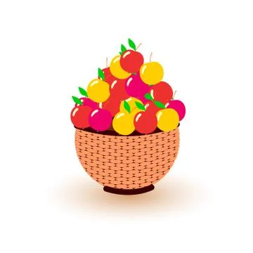 Different colored apples in the basket Stock Illustration