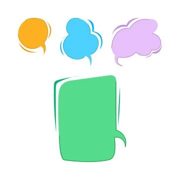 Different colored empty speech and thought bubbles Stock Illustration