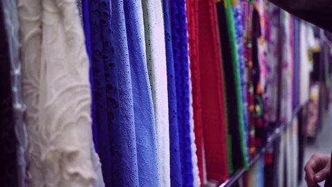 Different colored fabrics Stock Footage 75637614