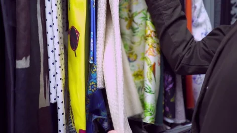 Different colored fabrics Stock Footage 75637711