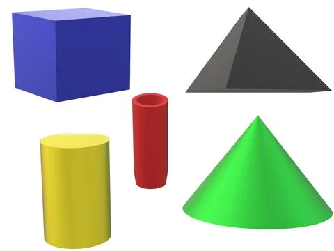 Different colored geometric 3D shapes. Illustration Stock Illustration