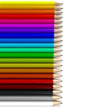 Different colored pencils horizontal Stock Illustration