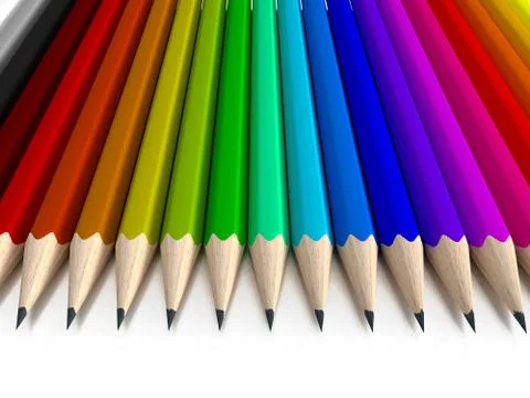 Different colored pencils vertical Stock Illustration