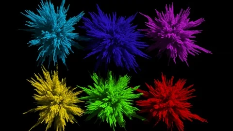 Different colored powder explosions Stock Footage 83724806