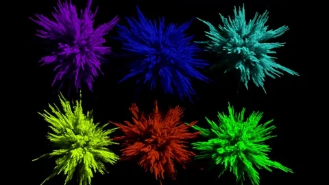 Different colored powder explosions Stock Footage 83771078