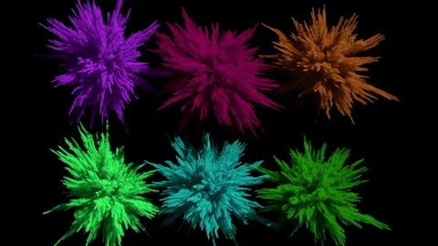 Different colored powder explosions Stock Footage 84002725