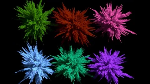 Different colored powder explosions Stock Footage 84002934